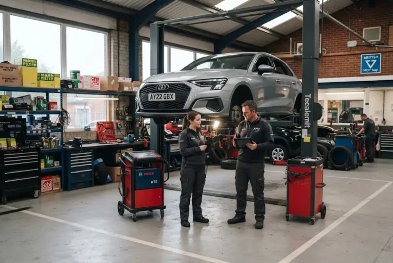 auto repair services in a modern UK automotive aftermarket workshop