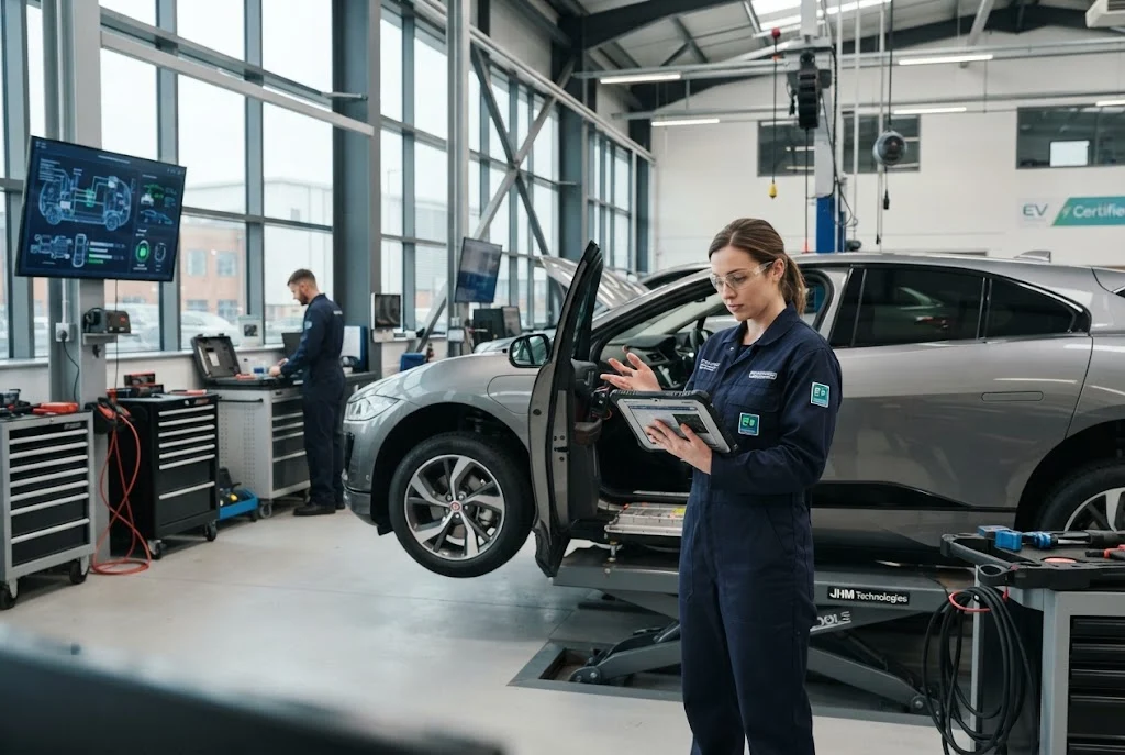 Automotive industry future with electric vehicles and digital vehicle servicing